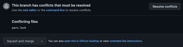 GitHub pull request with conflicts