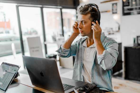 Man wearing headset