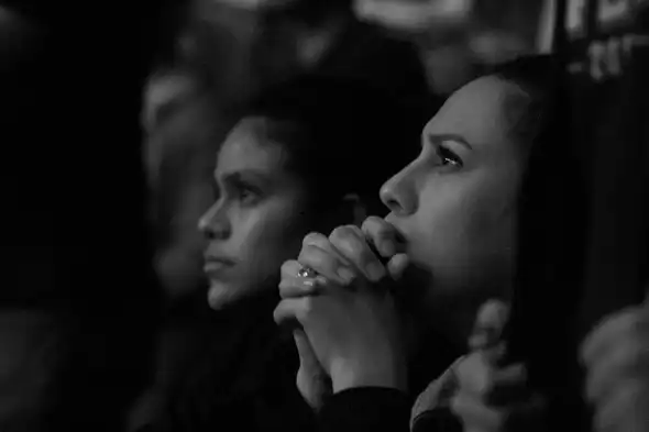 grayscale photo of woman and man