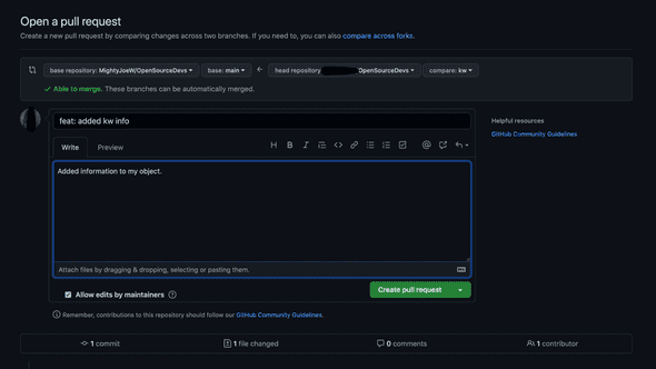 Pull request title and details